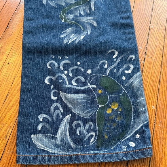 Y2K Evisu Dragon Koi Fish Hand Painted Vintage Denim Jeans - Picture 8 of 16